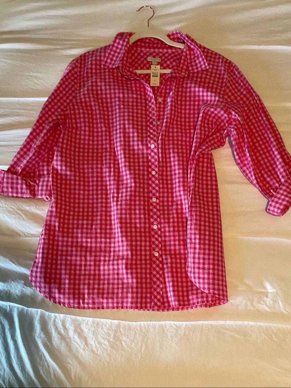 Talbots Pink Gingham Button-Down Shirt